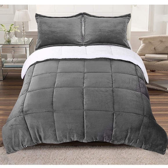 Alternative Fleece Comforter Set Goose Down Sherpa - Picture 1 of 7